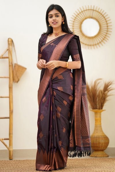 Exquisite Purple Soft Silk Saree With Adoring Blouse Piece