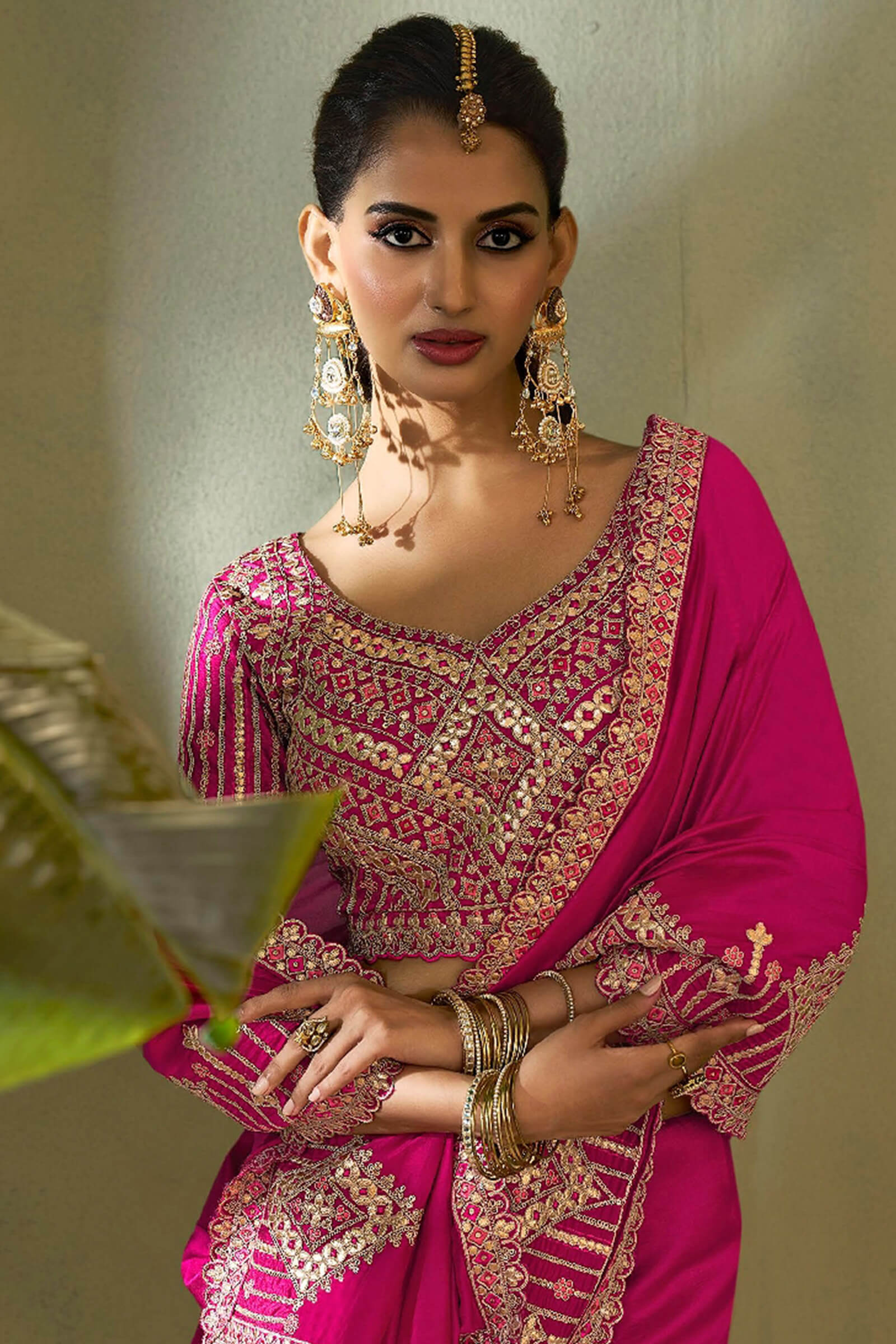 Alluring Dark Pink Soft Silk Embroidery Work Saree With Amiable Blouse Piece