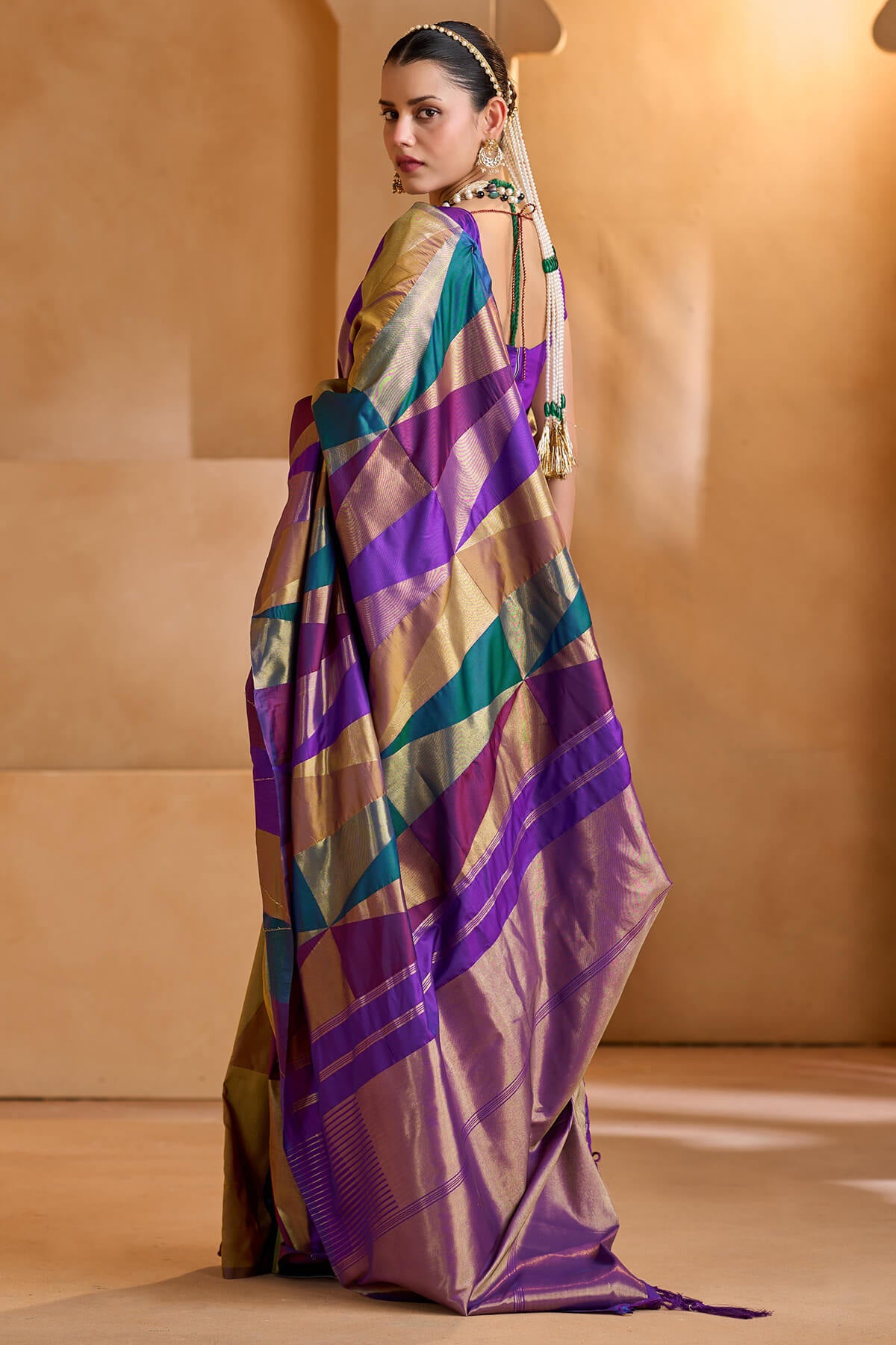 Dazzling Multicolor Soft Silk Saree With Ideal Blouse Piece