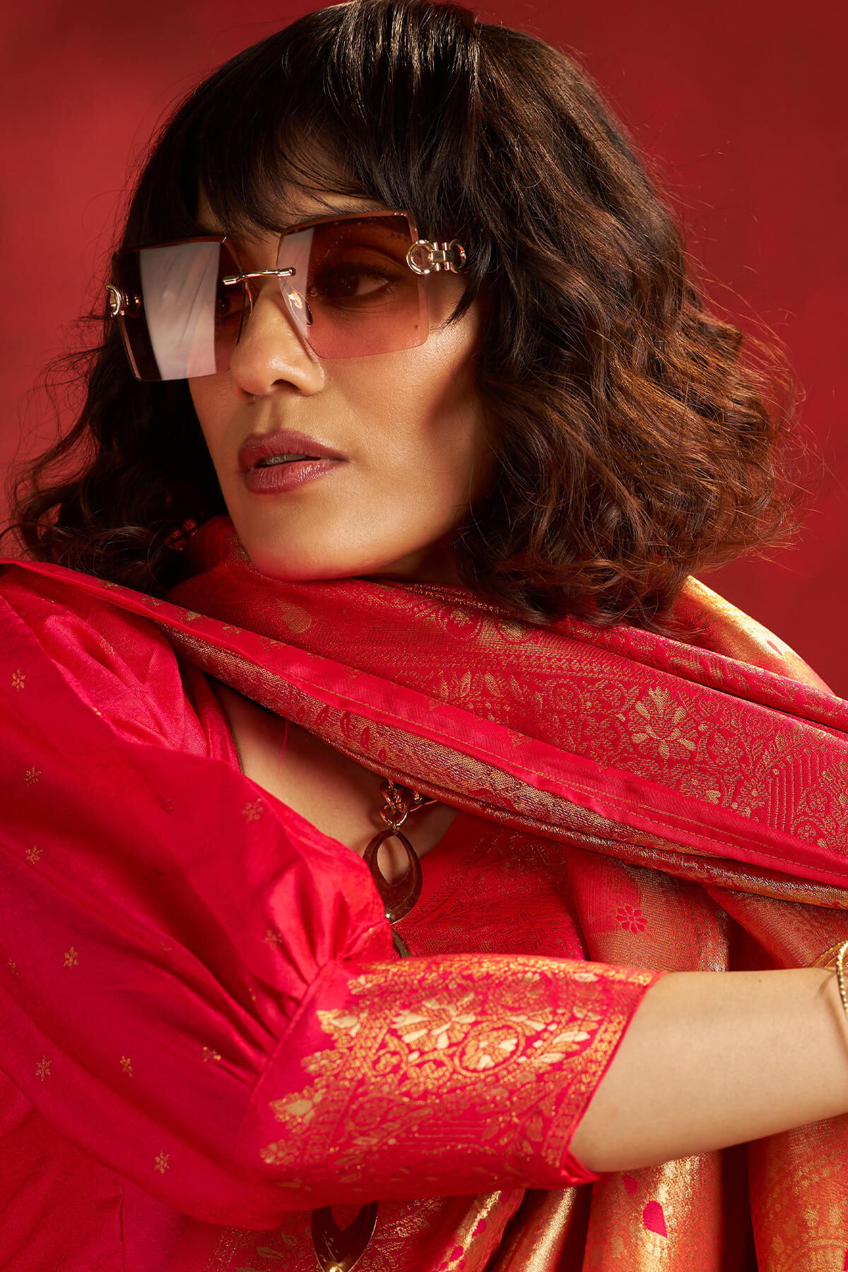 Redolent Dark Pink Kanjivaram Silk Saree With Pleasurable Blouse Piece