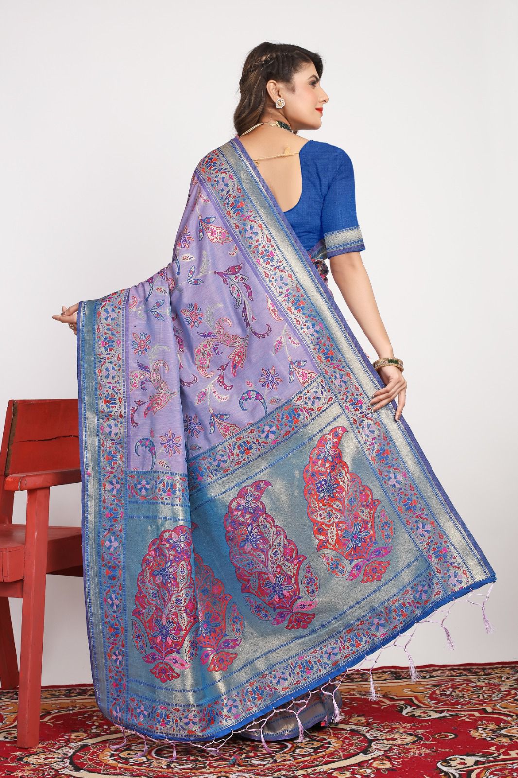 Smart Lavender Pashmina saree With Breathtaking Blouse Piece