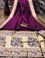 Glowing Purple Paithani Silk Saree With Ethnic Blouse Piece