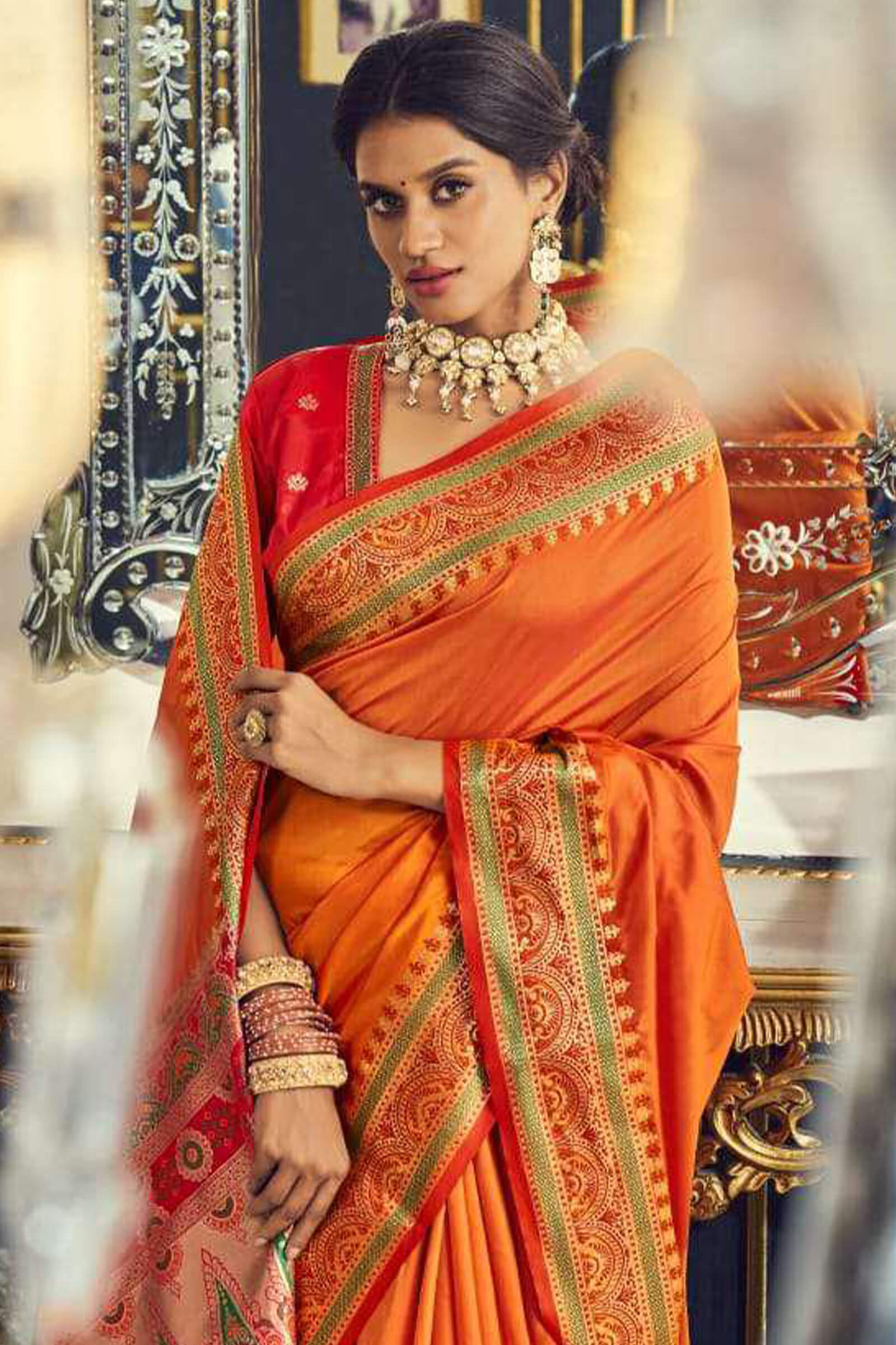 Flaunt Orange Paithani Silk Saree With Proficient Blouse Piece