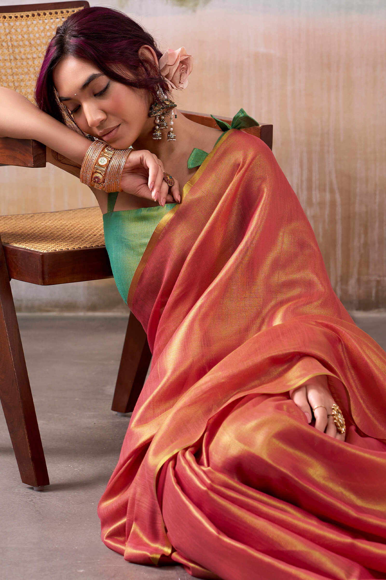 Cynosure Pink Soft Banarasi Tissue Silk Saree With Energetic Blouse Piece