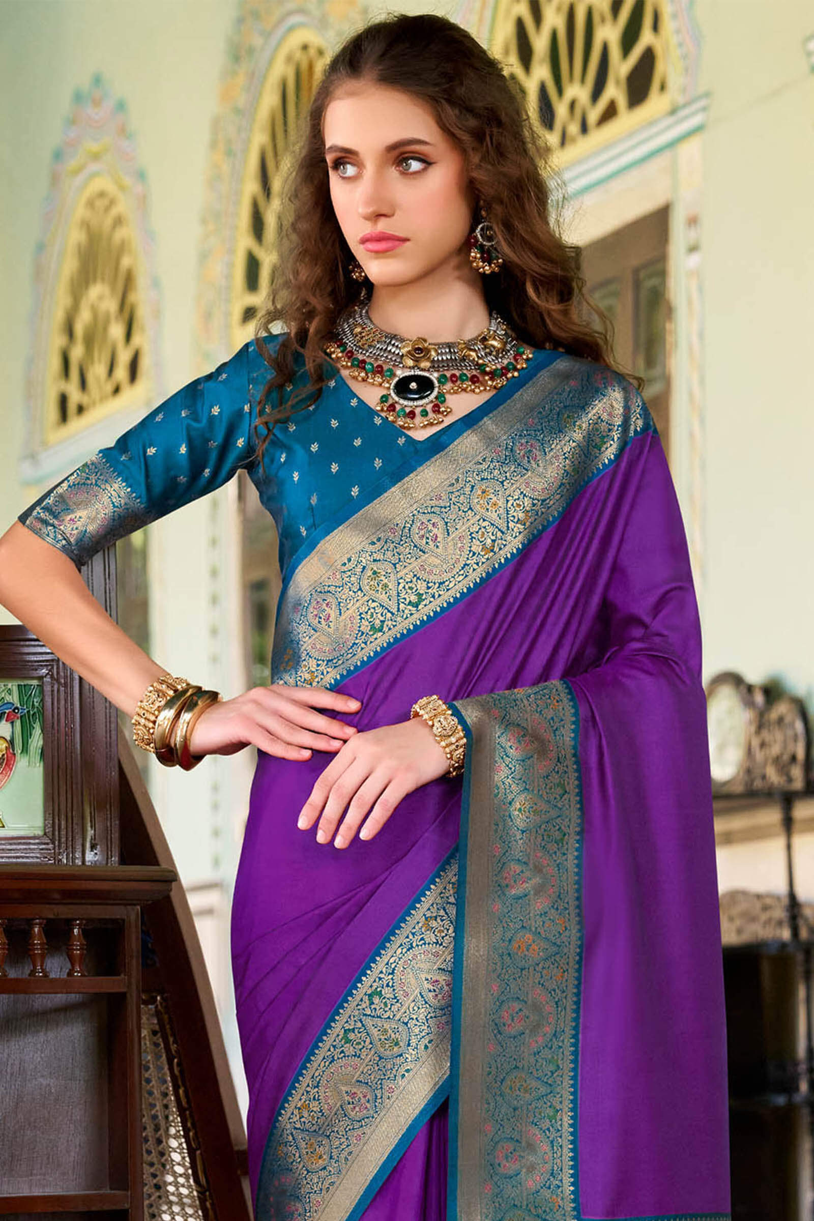 Lissome Purple Soft Banarasi Silk Saree With Seraglio Blouse Piece