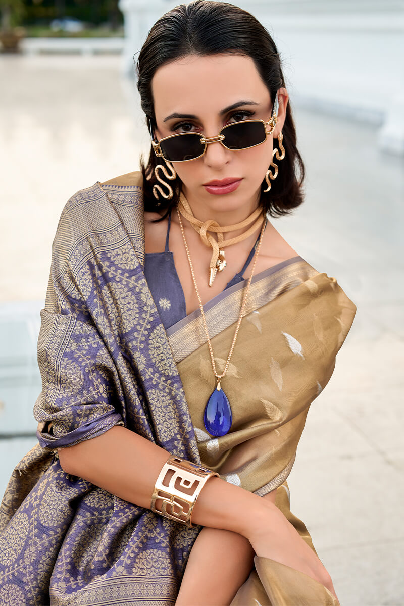 Moiety Brown Soft Banarasi Silk Saree With Smart Blouse Piece