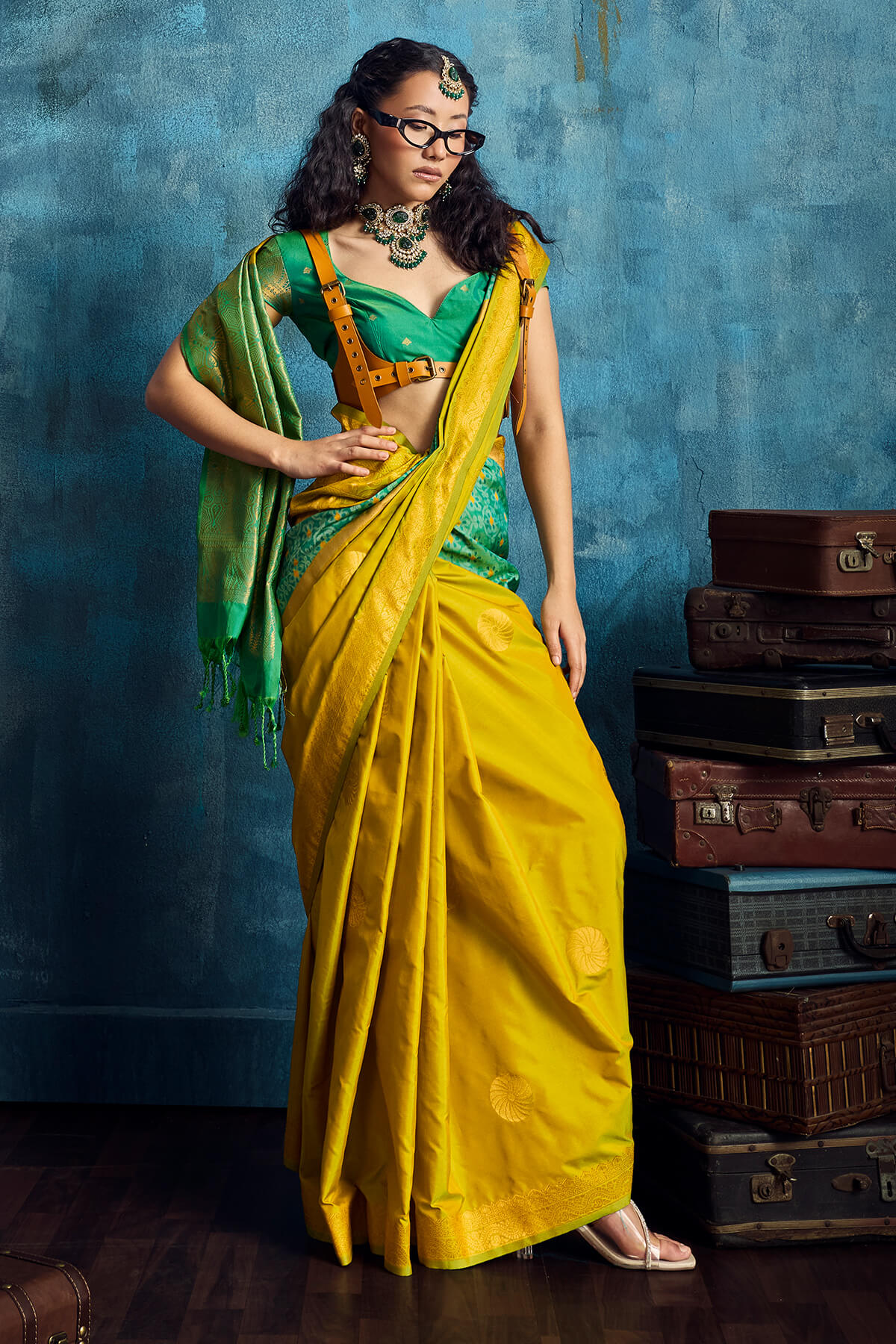 Vibrant Mustard Soft Pochampally Silk Saree With Lovely Blouse Piece