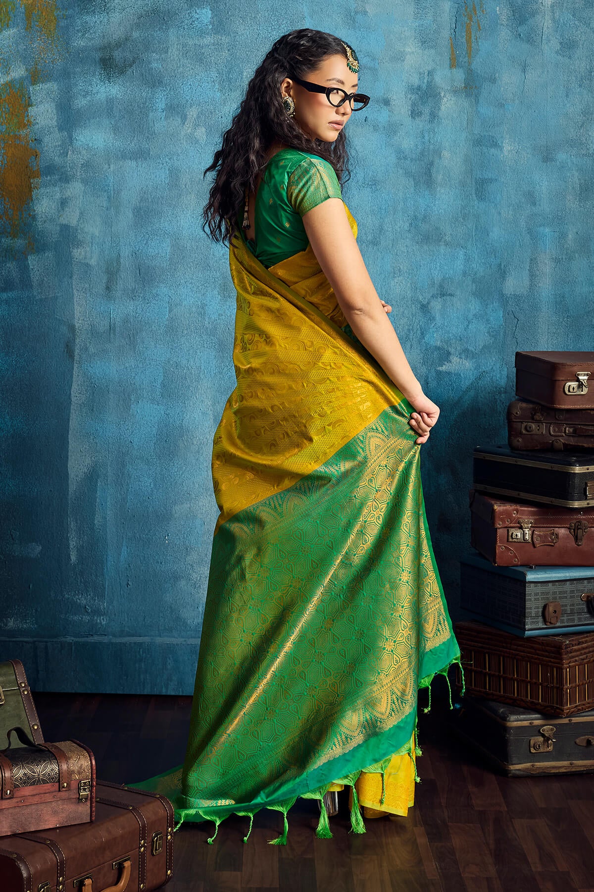 Vibrant Mustard Soft Pochampally Silk Saree With Lovely Blouse Piece