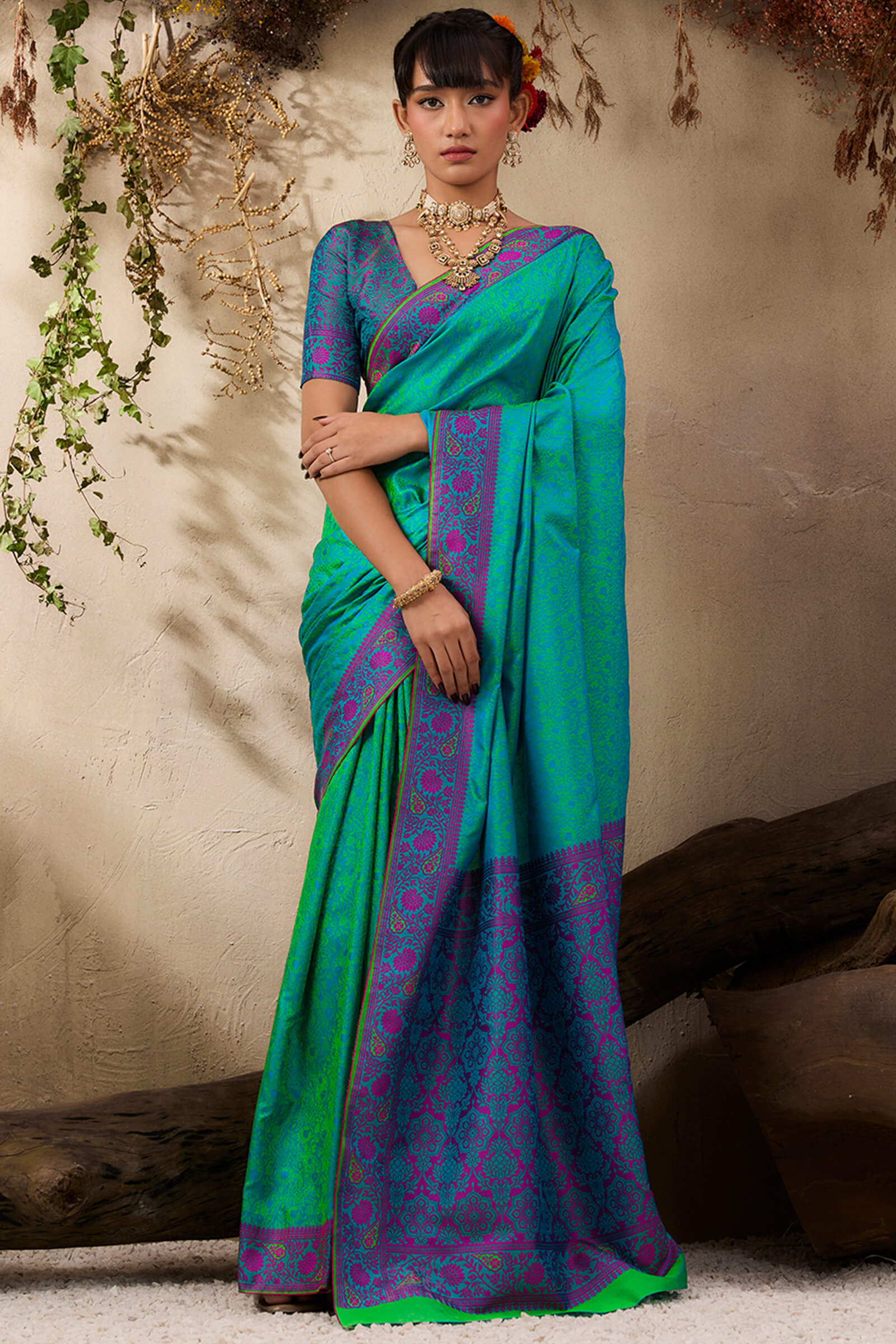Scrupulous Sea Green Kanjivaram Silk Saree With Most Flattering Blouse Piece