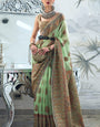 Stunning Green Pashmina saree With Classy Blouse Piece