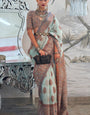Groovy Sky Pashmina saree With Twirling Blouse Piece