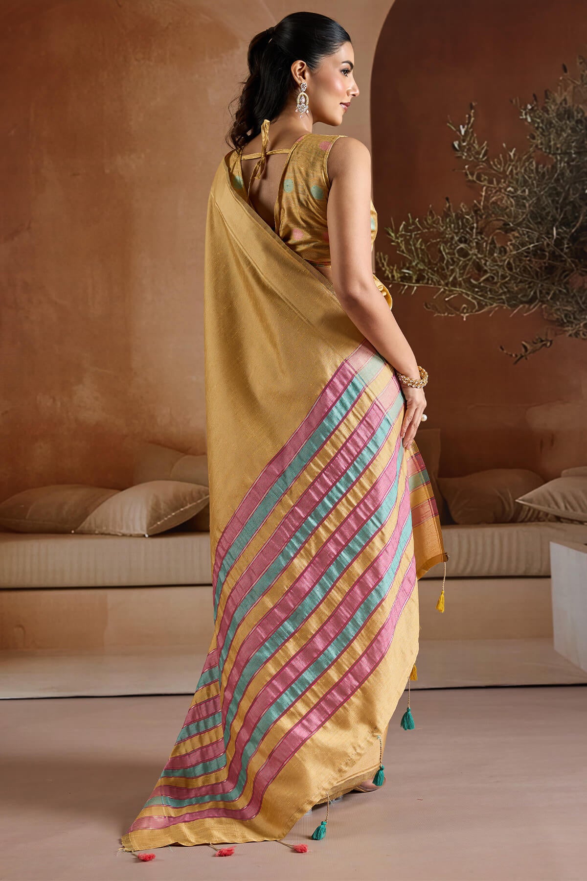 Energetic Yellow Soft Banarasi Bhagalpuri Silk Saree With Moiety Blouse Piece