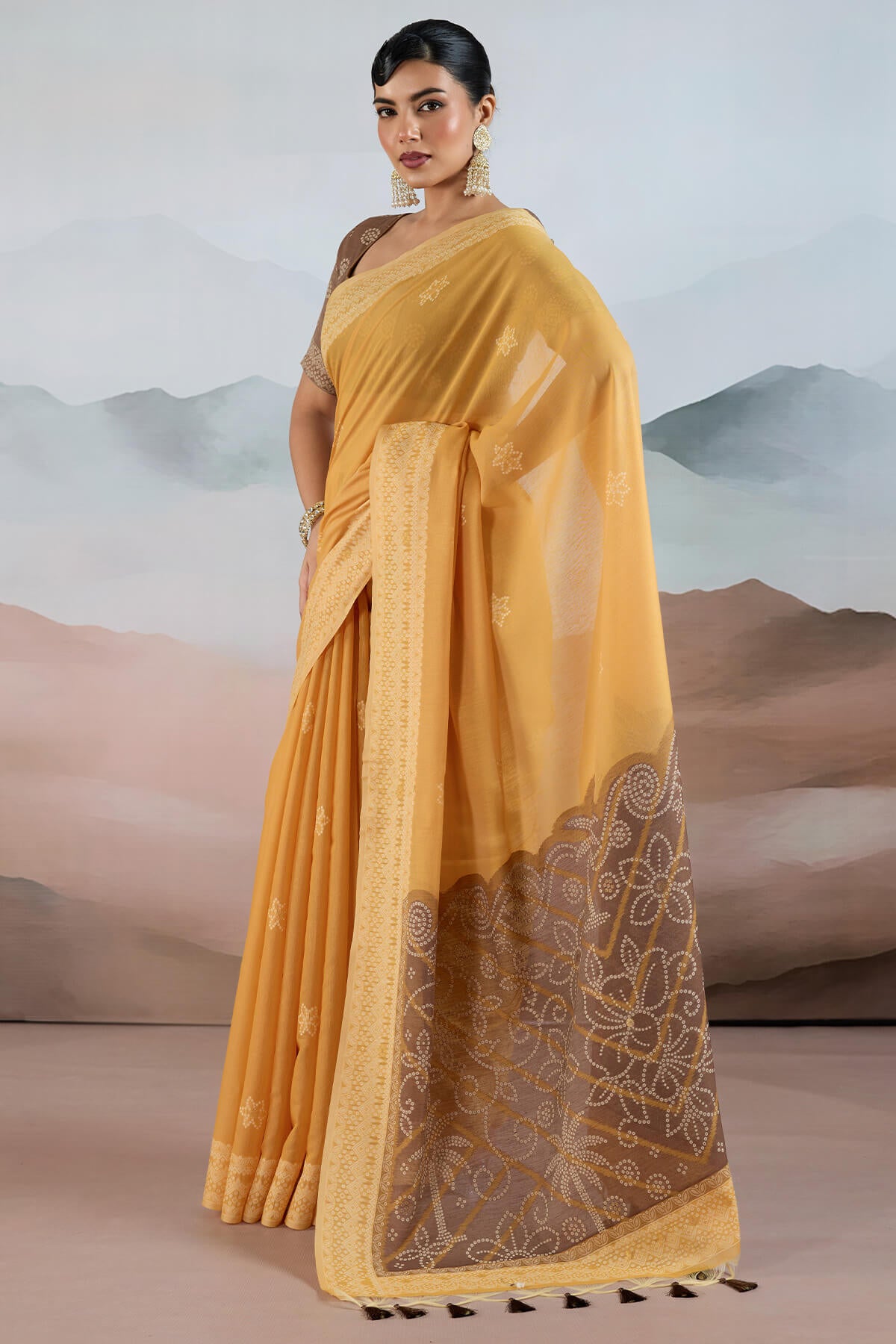 Luxuriant Yellow Cotton Silk Saree With Demesne Blouse Piece
