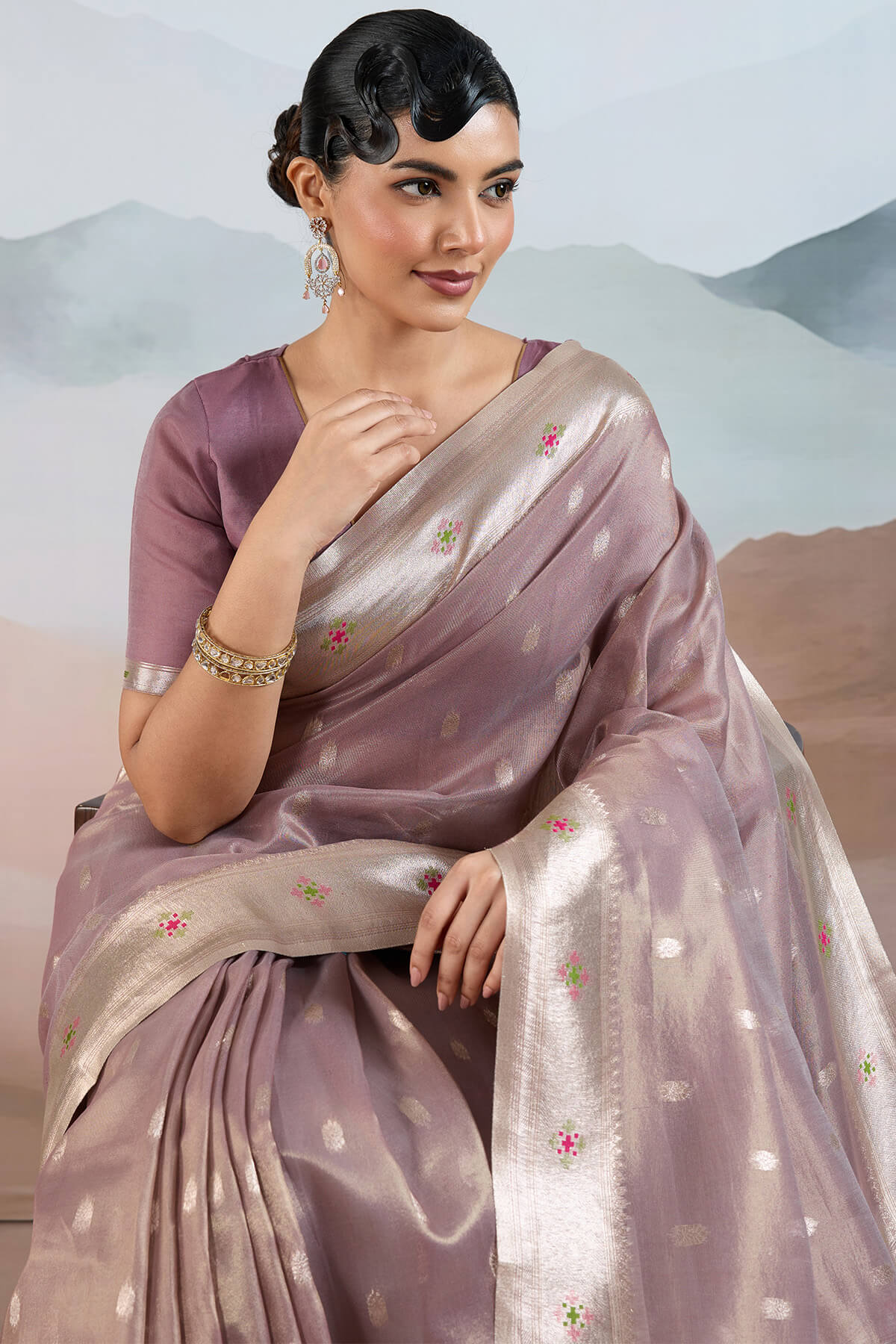 Dulcet Lavender Paithani Pure Tissue Silk Saree With Susurrous Blouse Piece