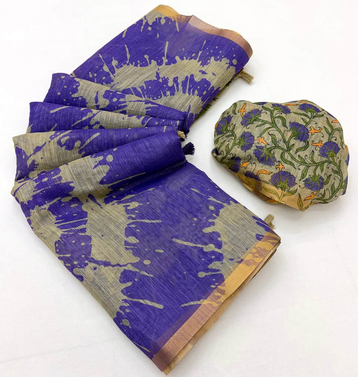 Phenomenal Royal Purple Printed Cotton Silk Saree With Fugacious Blouse Piece