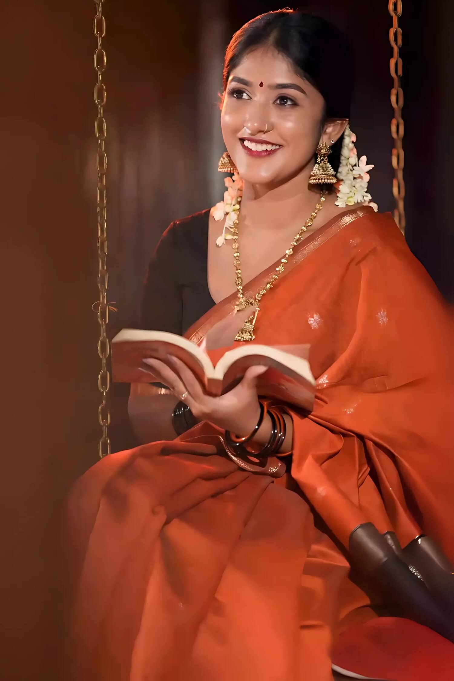 Glorious Orange Cotton Silk Saree With Entrancing Blouse Piece