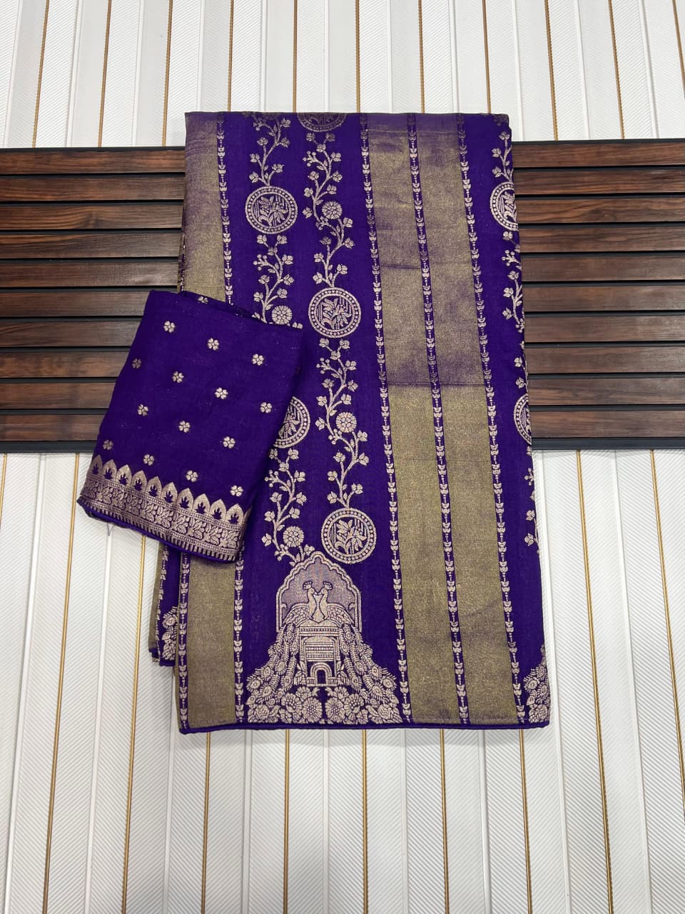 Charming Purple Soft Banarasi Tissue Silk Saree With Fragrant Blouse Piece