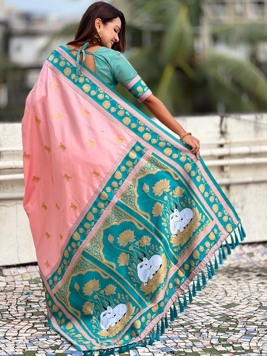 Devastating Pink Soft Banarasi Silk Saree With Lissome Blouse Piece