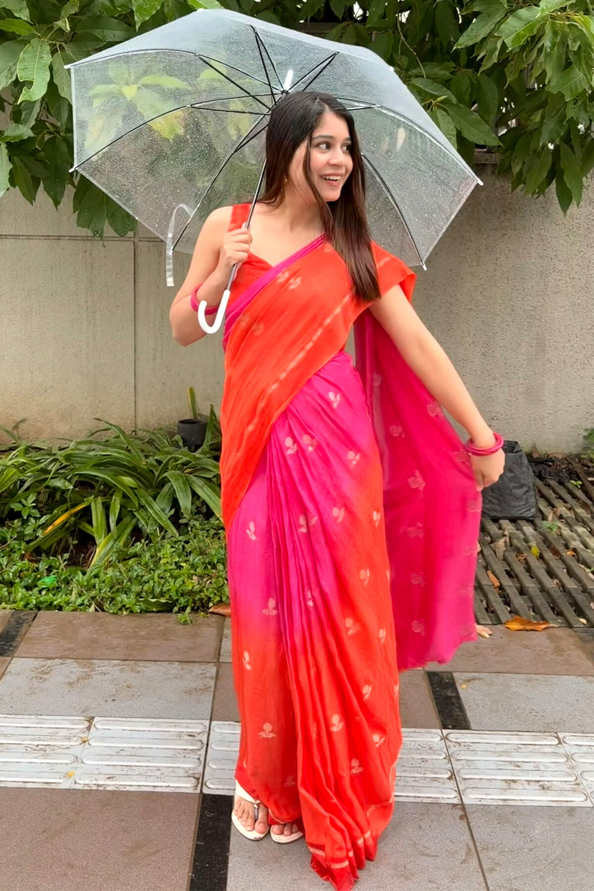 Lovely Pink and Orange Banarasi Khadi Silk Saree With Unique Blouse Piece