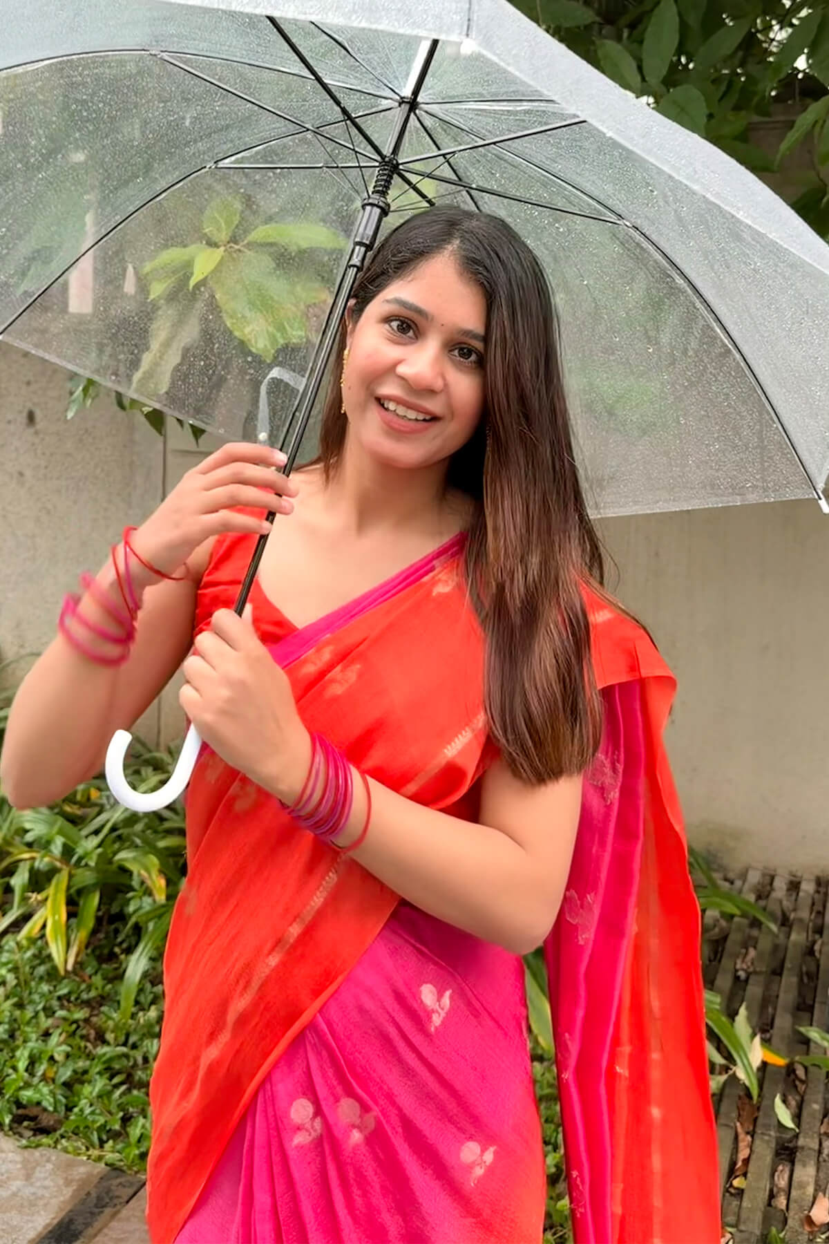 Lovely Pink and Orange Banarasi Khadi Silk Saree With Unique Blouse Piece