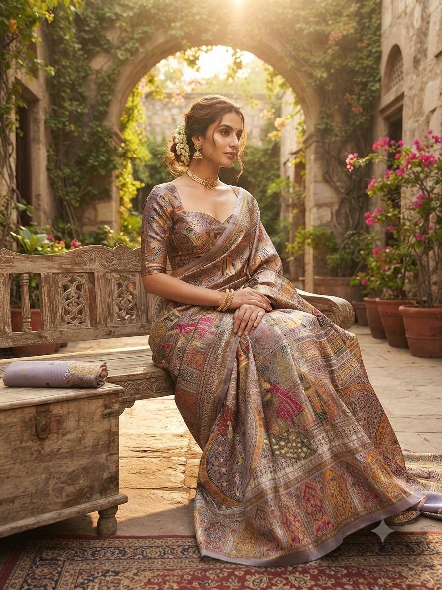 Outstanding Lavender Dola Pashmina Saree With Lissome Blouse Piece