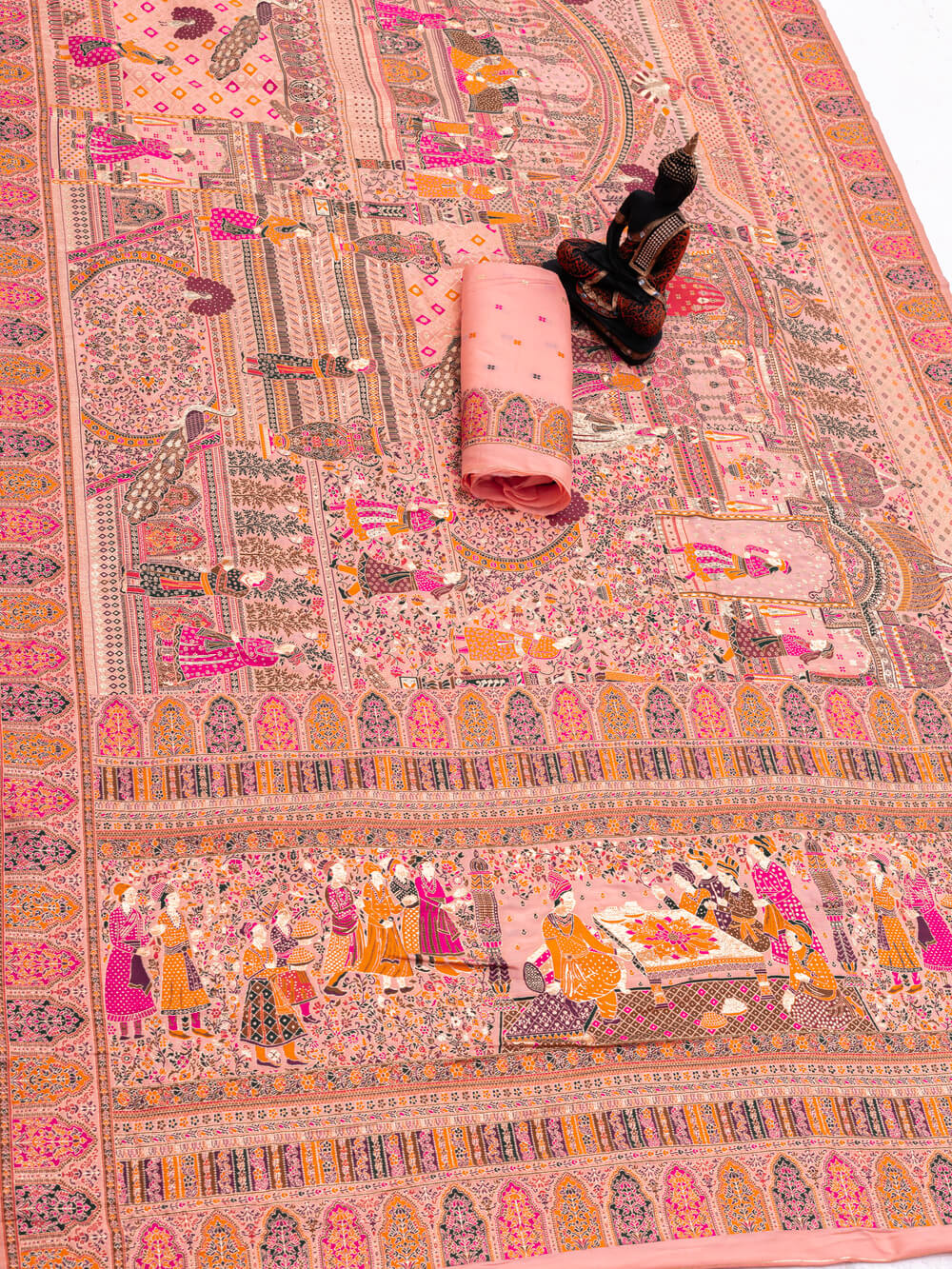 Quixotic Pink Dola Pashmina Saree With Adorable Blouse Piece