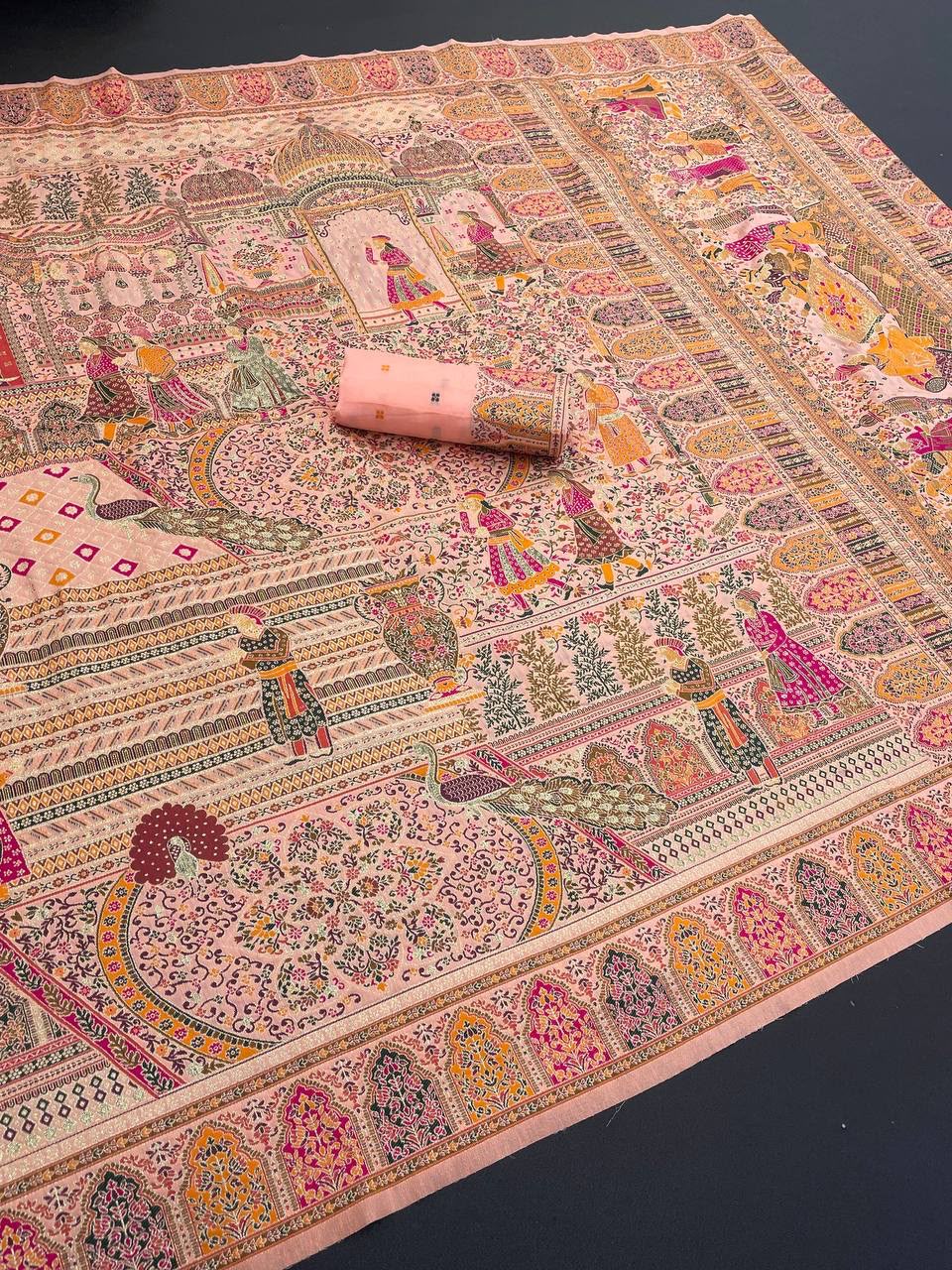 Quixotic Pink Dola Pashmina Saree With Adorable Blouse Piece