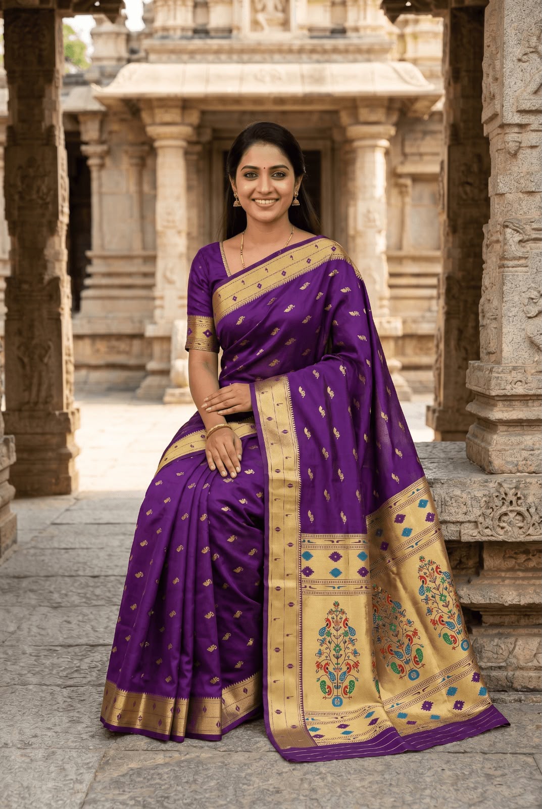 Fancifull Purple Paithani Silk Saree With Tantalizing Blouse Piece