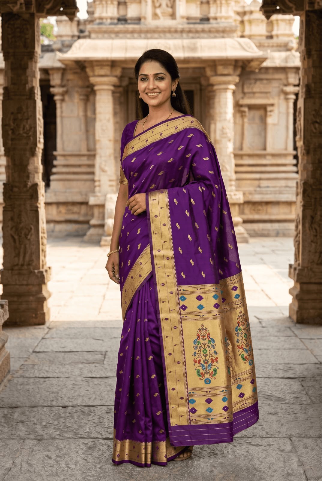 Fancifull Purple Paithani Silk Saree With Tantalizing Blouse Piece