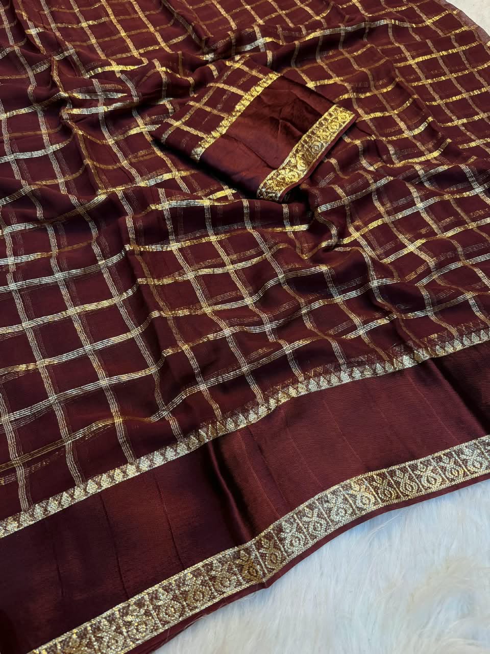 Capricious Brown Banarasi Viscose Silk Saree With Charismatic Blouse Piece