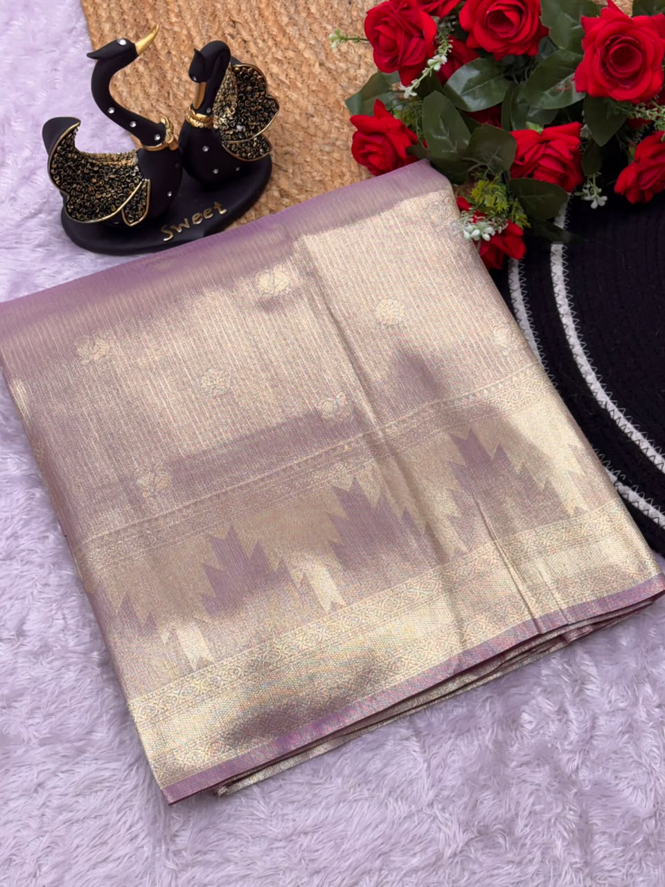 Posh Lavender Banarasi Tissue Silk Saree With Preferable Blouse Piece