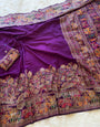 Redolent Purple Pashmina Saree With Staggering Blouse Piece