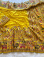 Panache Yellow Pashmina Saree With Glamorous Blouse Piece