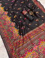 Adorning Black Pashmina Saree With Brood Blouse Piece