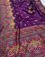 Entrancing Purple Pashmina Saree With Beleaguer Blouse Piece