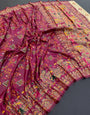 Luminous Wine Pashmina Saree With Winsome Blouse Piece