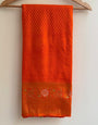 Beautiful Orange Soft Banarasi Silk Saree With Snazzy Blouse Piece