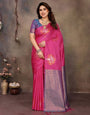 Mesmerising Dark Pink Soft Banarasi Silk Saree With Adorable Blouse Piece
