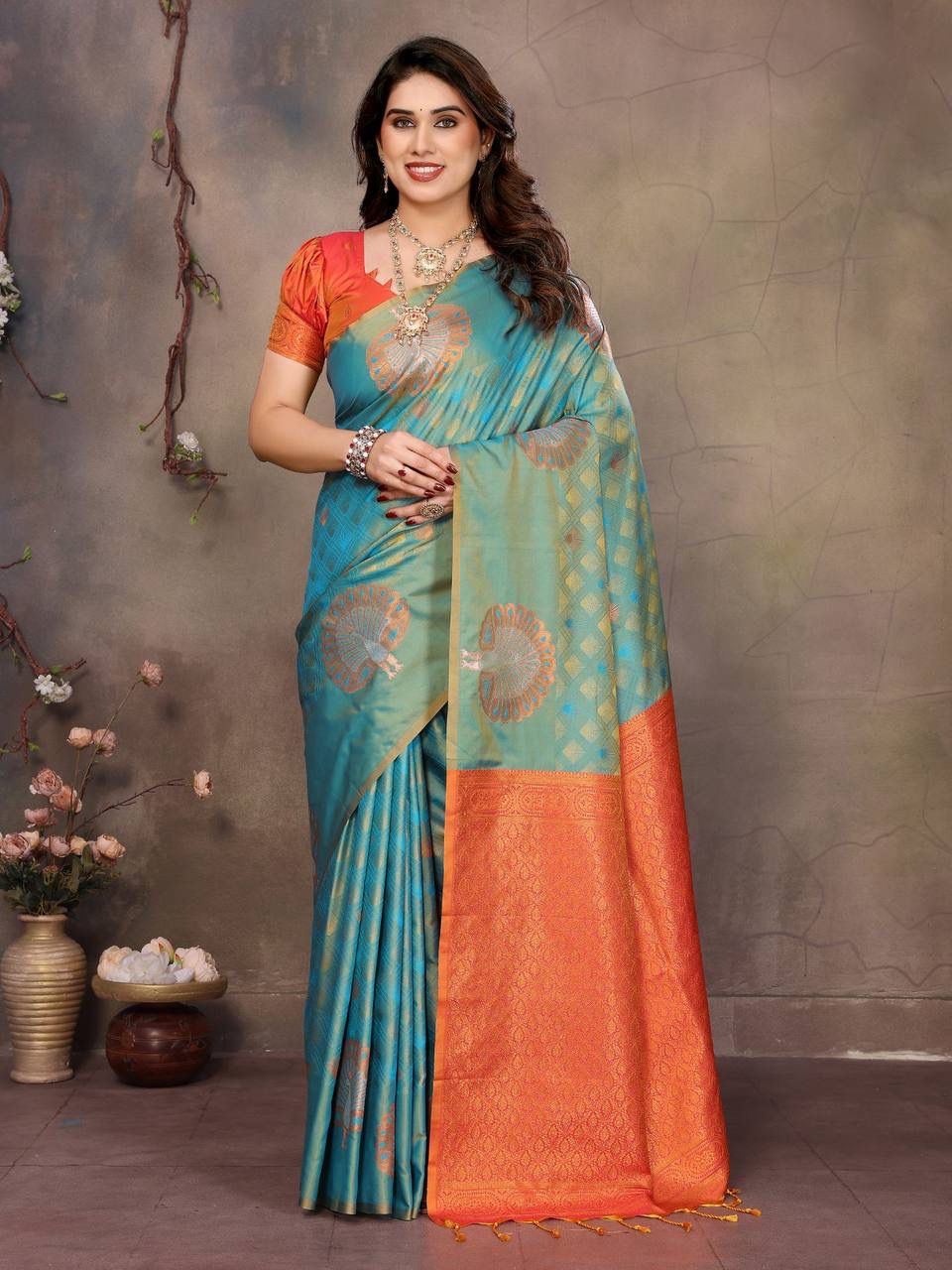 Extraordinary Rama Soft Banarasi Silk Saree With Angelic Blouse Piece