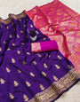 Girlish Purple Soft Silk Saree With Eclat Blouse Piece