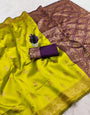 Chatoyant Yellow Soft Silk Saree With Embrocation Blouse Piece
