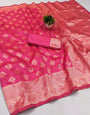 Beauteous Dark Pink Soft Silk Saree With Redolent Blouse Piece