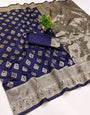 Unequalled Navy Blue Soft Silk Saree With Refreshing Blouse Piece