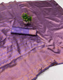 Stylish Lavender Soft Silk Saree With Intricate Blouse Piece