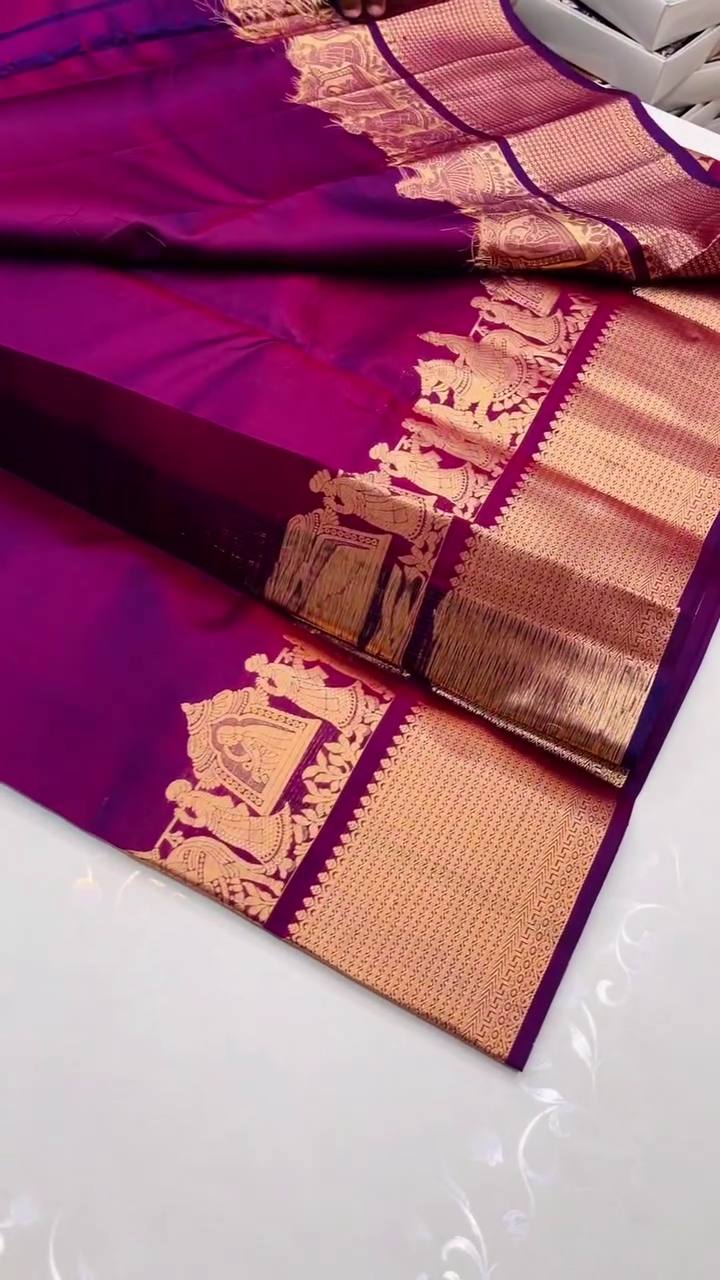 Lassitude Purple Soft Silk Saree With Incomparable Blouse Piece