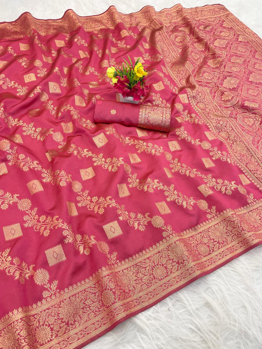 Seraglio Dark Pink Soft Silk Saree With Delectable Blouse Piece