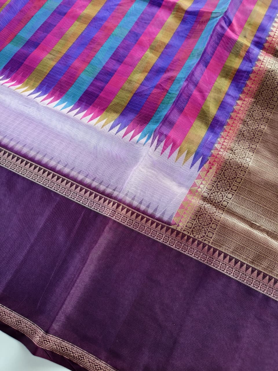Nectarous Multicolor Printed Soft Kota Silk Saree with Dalliance Blouse Piece
