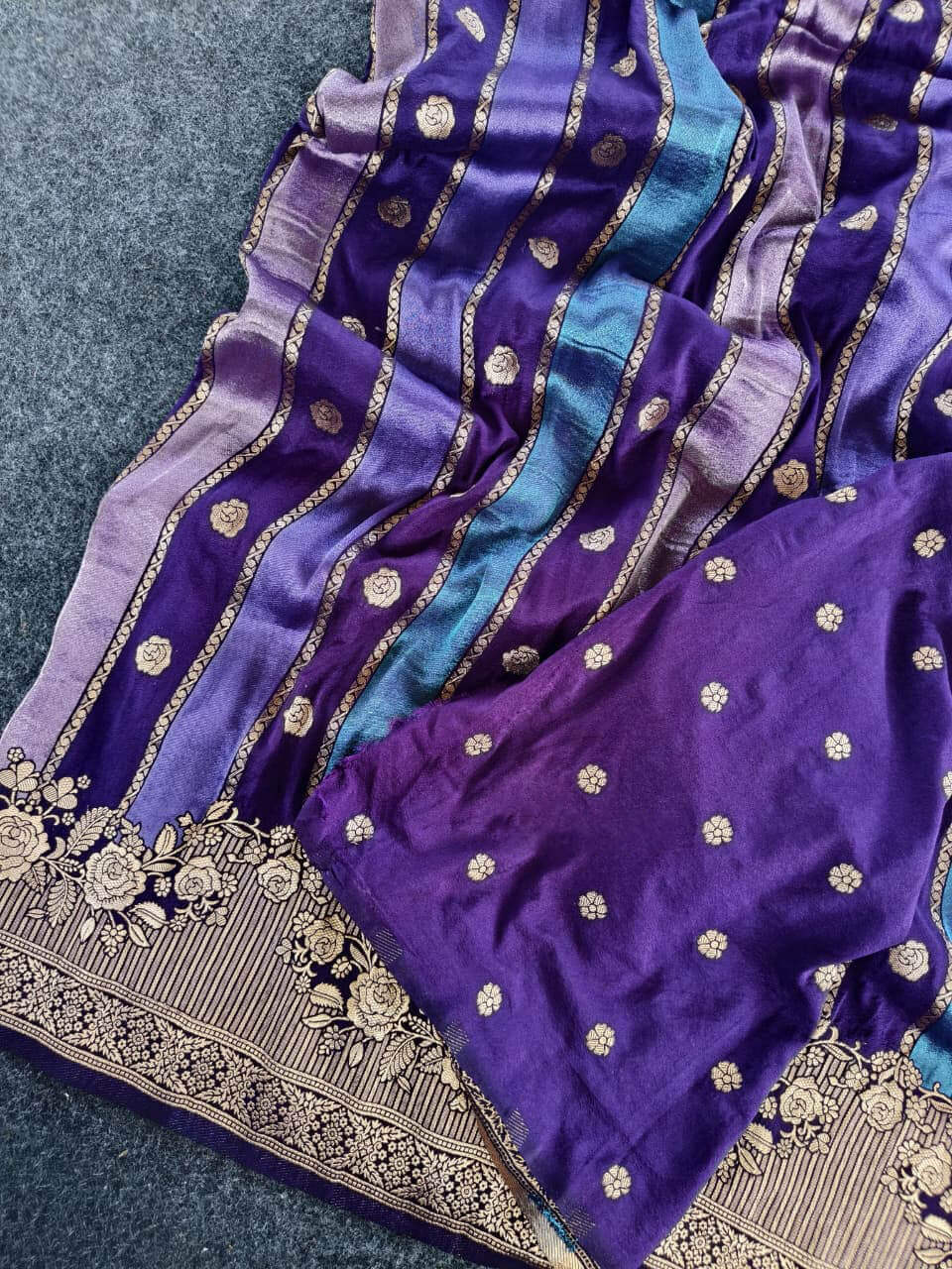 Pleasant Purple Pure Viscose Banrasi Silk Saree With Jazzy Blouse Piece