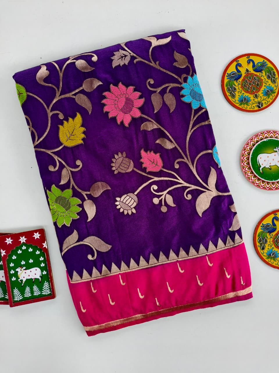 Vibrant Purple Pure Viscose Banarasi Silk Saree With Sophisticated Blouse Piece