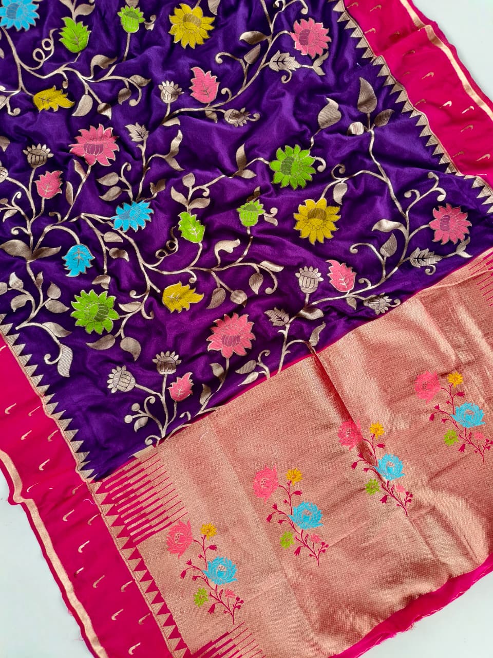 Vibrant Purple Pure Viscose Banarasi Silk Saree With Sophisticated Blouse Piece